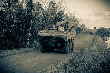 exercício no terreno com a VBTP Guarani 1